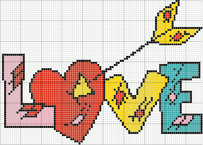 Schema punto croce Scritta love